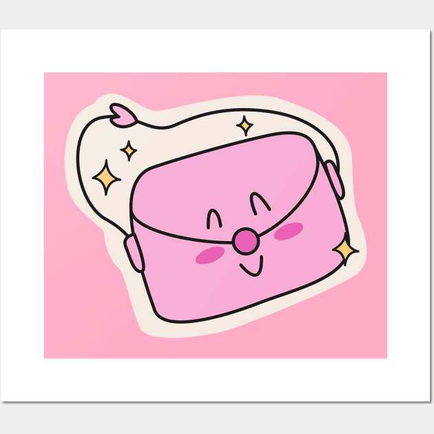 Cute pink handbag design Wall Art by BrightLightArts